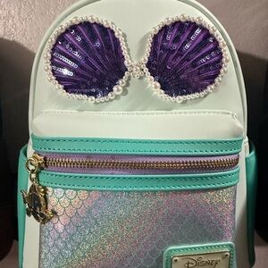 Loungefly Ariel pearl Disney Mermaid Shell Mini Backpack